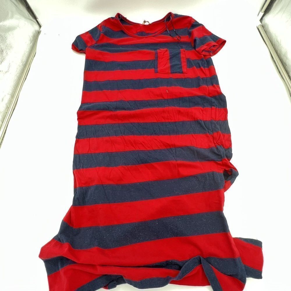 Umgee Red Navy Striped Midi Dress Size Small